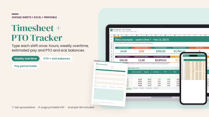 Timesheet + PTO Tracker cover